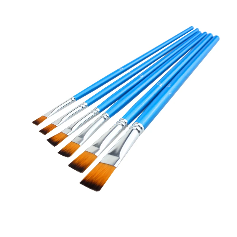 

6Pcs/Set FineFlat Nylon Art Paint Brush Professional Watercolor Wooden Handle Oil Painting Brush Gouache Art Supplies Stationery