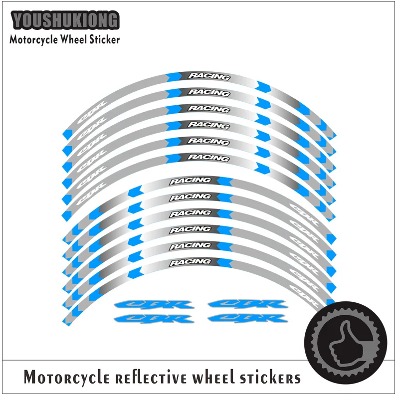 16 полосок 17 дюймов наклейки на колеса мотоцикла светоотражающая лента для обода