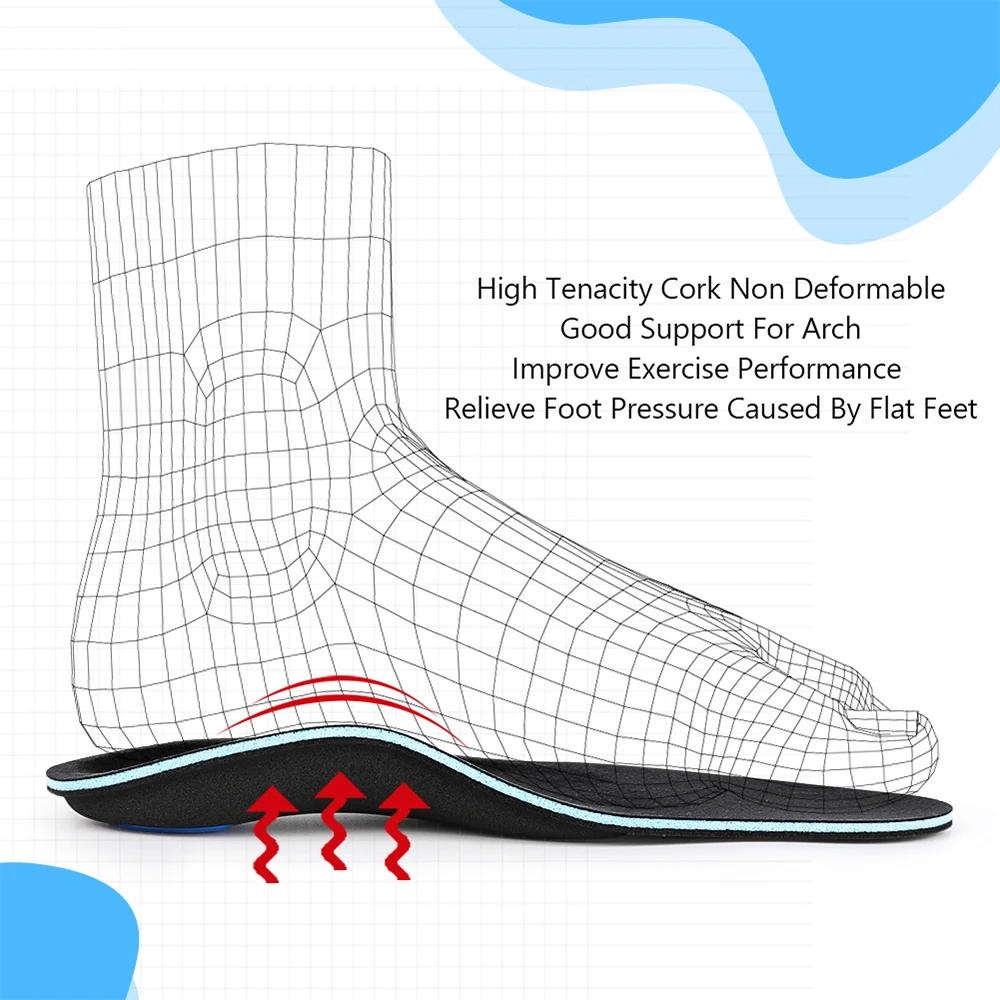 3ANGNI Severe Flat Feet Insoles Orthotic Arch Support Inserts Flat Foot Corrector Soles Heel Pain Plantar Fasciitis Men Woman