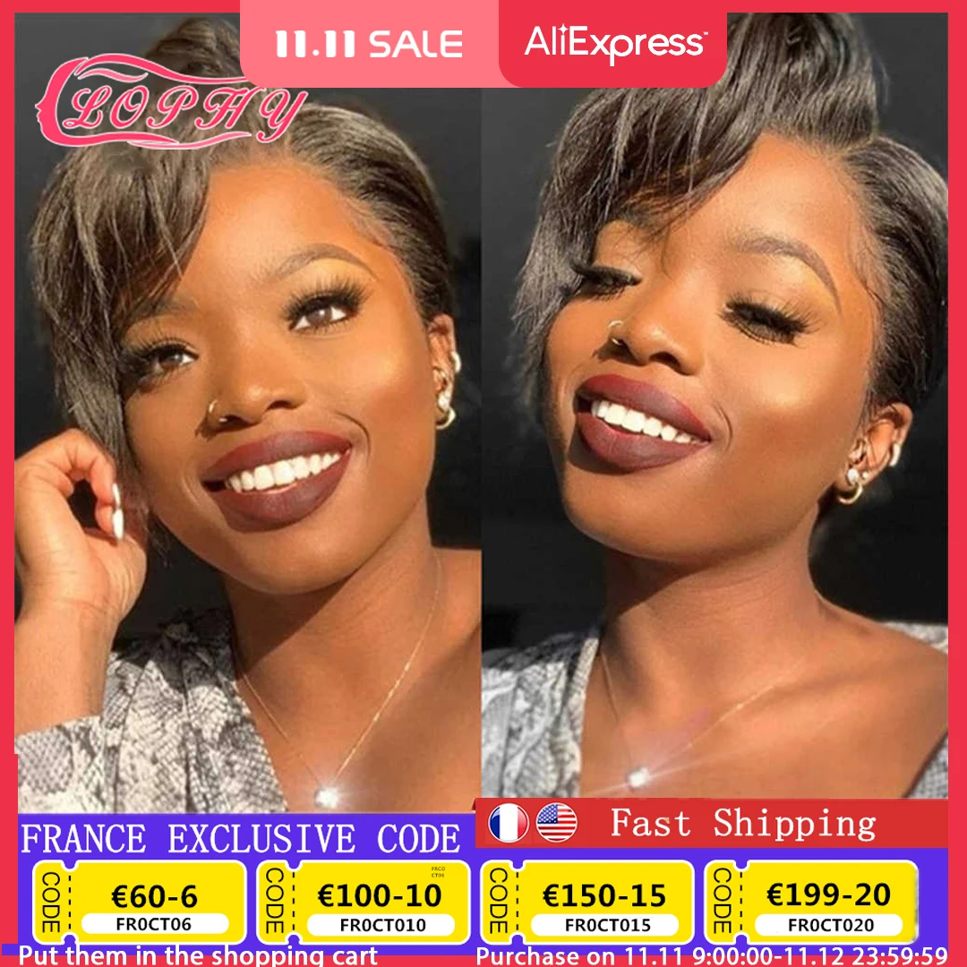 

Short Pixie Cut Wigs Straight Bob Human Hair Wig Full Machine Made Human Hair Wigs For Black Women No Lace Cheap Hair Bob Wig