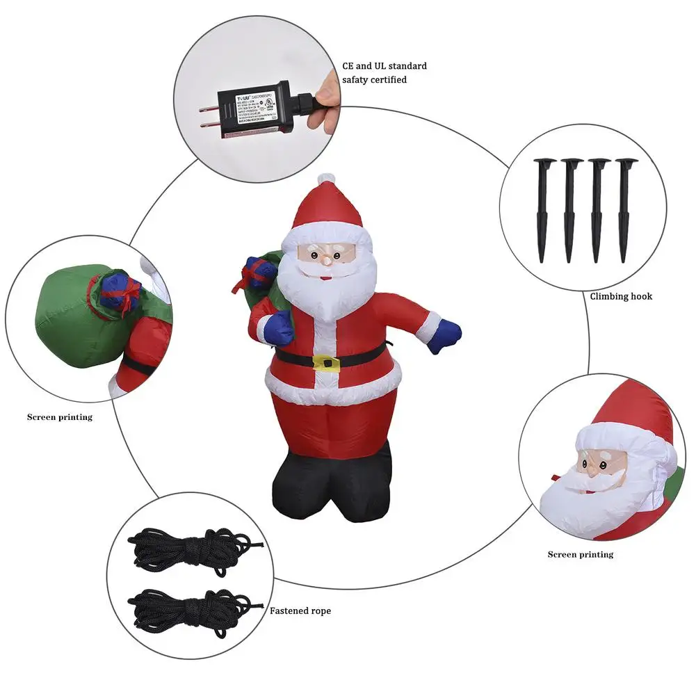 Pap&aacute; Noel inflable con luz LED, decoraci&oacute;n de Navidad para exteriores, patio de casa, decoraci&oacute;n de jard&iacute;n, Navidad, A&ntilde;o Nuevo, 2022-4