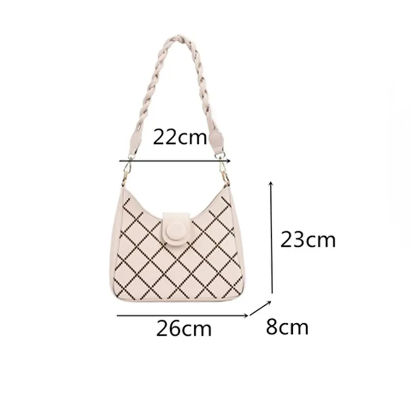 

Women Small Leather Lattice Hobo Bags Pure Color Designer Shoulder Bags Female Square Quilted Handbags Lozenge Tote Bag Sac 2021
