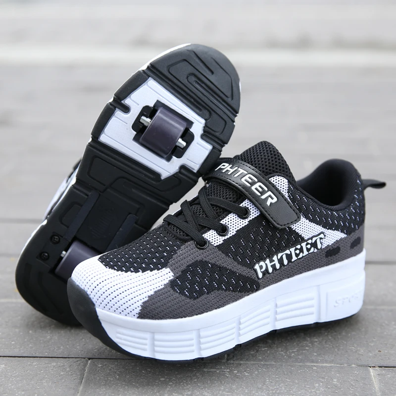 

Black 31-42 Children Junior Roller Skate Shoes Kids Sneakers With One Two 2020 Boys Girls Wheels Shoes Adult Casual boys Shoes