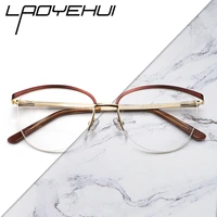 vintage oval cat eye metal prescription eyeglasses frames fashion decorative clear fake glasses women luxury brand design