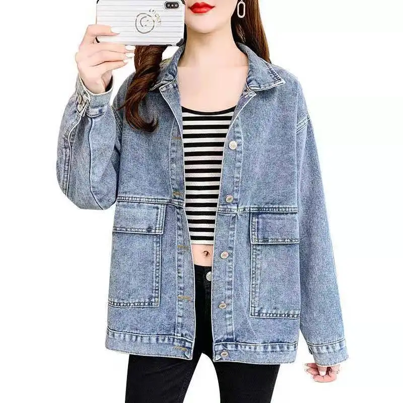 

GrBreezing Retro Denim Jacket Women Oversize Spring 2021 Outerwear Grunge Clothes Female Vintage Coats and Jackets Women Fashion