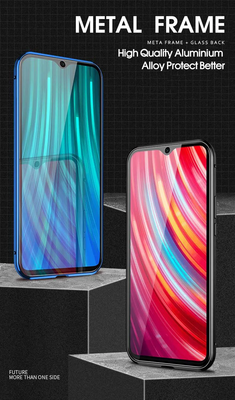 Двухсторонний Магнитный чехол 360 с полной защитой для Redmi Note 8 Pro чехол на для ксиоми редми нот 8 закаленное стекло задняя крышка чехол для редми ноут 8 нот 7 про для Xiaomi Note 8 Redmi Note 7 Чехол