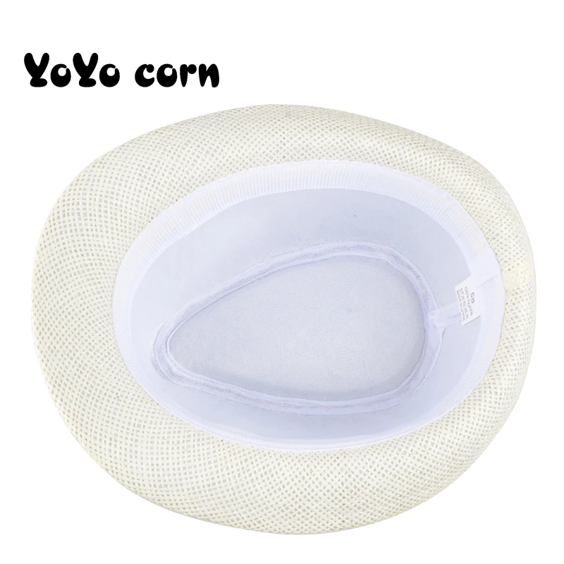 YOYOCORN, ремень, шляпа джентльмена, для женщин, мужчин, шляпа от солнца для мальчиков, летняя кепка, Повседневная Соломенная Кепка, для детей, однотонные, капот, шапки для девочек