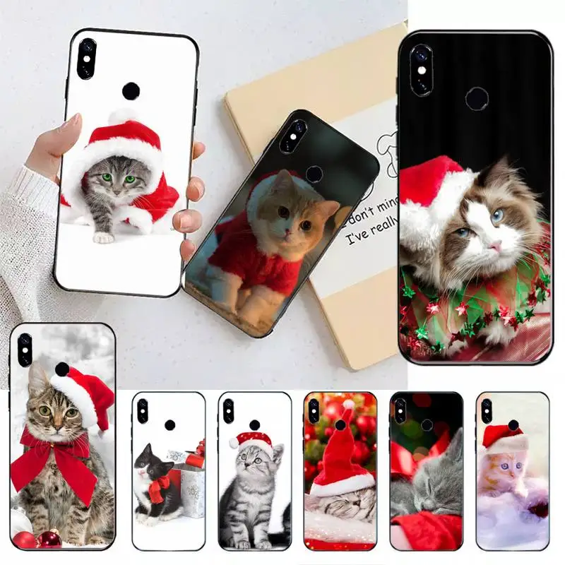 

Christmas cat cute animal Phone Case For Xiaomi Redmi note 7 8 9 t max3 s 10 pro lite Luxury brand shell funda coque