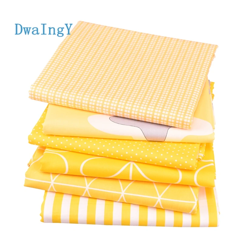 

DwaIngY 6pcs/Lot Yellow Series Cotton Fabric For Sewing Patchwork DIY Quilting Cloth Fat Quarters Material Baby Doll 40x45cm