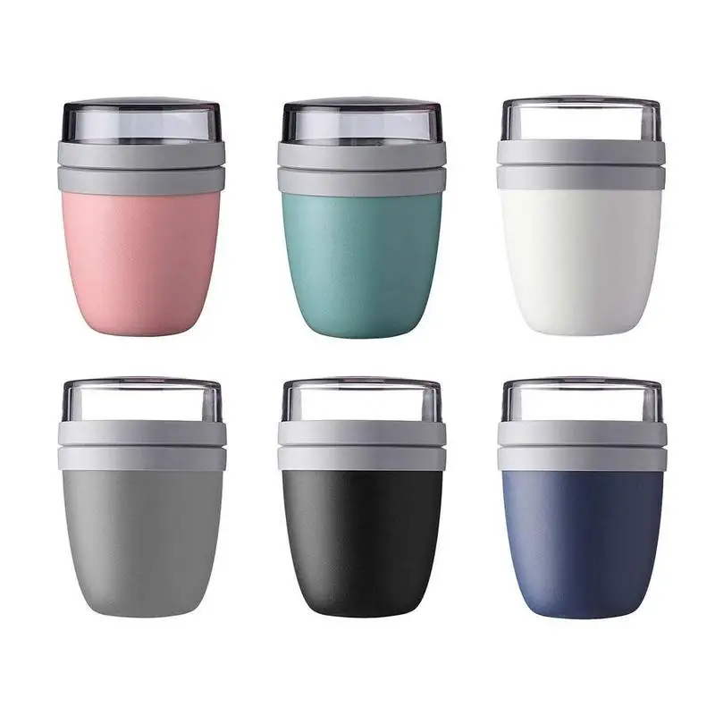

2-In-1 700Ml Lunch Cup Creative Portable Travel Fresh Keeping Lunch Box Fresh Cup Go Keeping Bowl Nut Out Yogurt E8U3