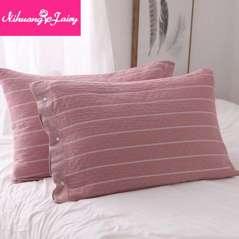 

Pillowcases 2 pack 100% cotton large cotton thick breathable pillowcase couple European style 50x80cm