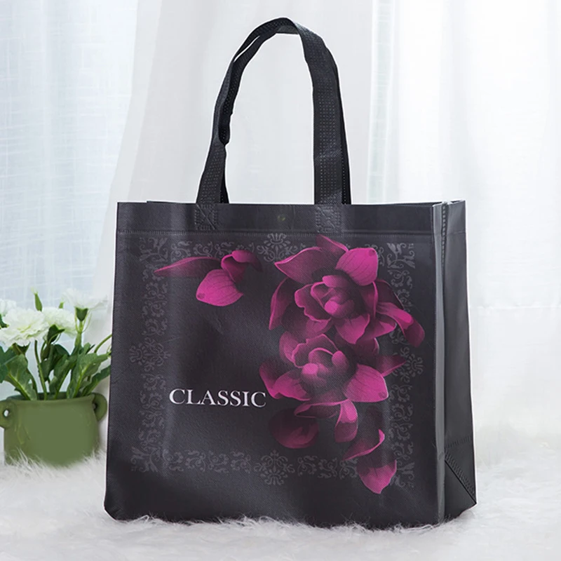 

Fashion Rose Print Shopping Bag High Quality Eco Bag 2019 Pouch Travel Grocery Bag Non-woven Fabric Rose Flower Folding Bag Hot