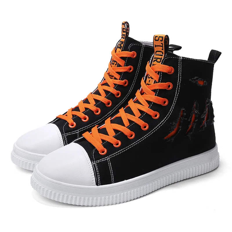 Модные кроссовки мужские парусиновые туфли Высокая мужская Брендовая обувь
