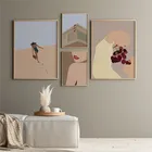 Женская Абстрактная Картина на холсте, модная девушка, иллюстрация, принт, скандинавский постер в стиле бохо, настенные картины для декора гостиной