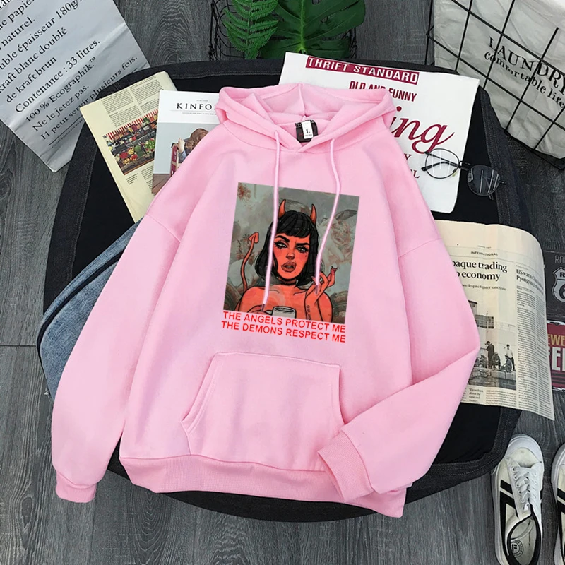 

New Harajuku Fashion Funny Printed Hoodies Women Hooded Pullovers Korean Style Warm Gothic Womens Loose Streetwear Sweatshirts