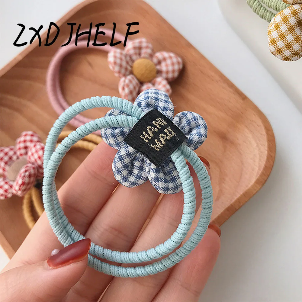 ZXDJHELF модные эластичные резинки для волос в клетку с цветами женщин аксессуары F591