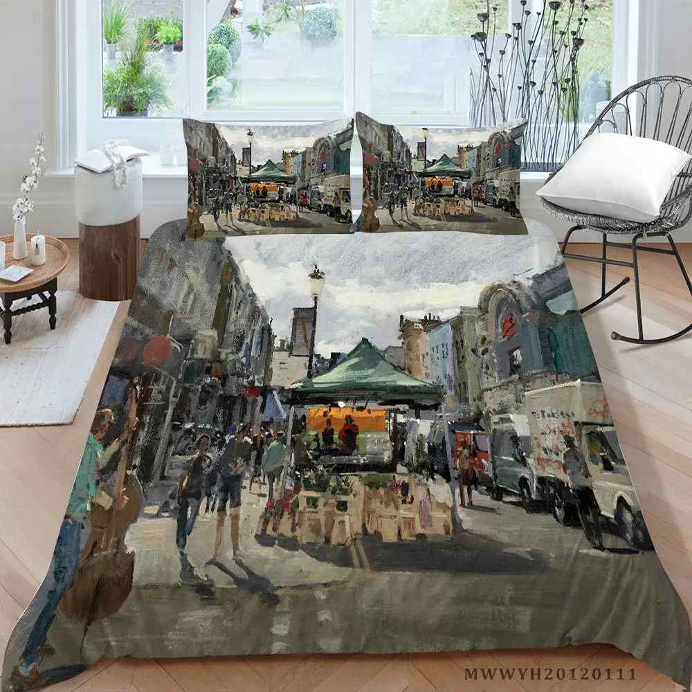 

Red Flowers Bedding Set For Girls Artistic Abstract Duvet Cover Colorful Single Double King Queen Twin Full Bed Set Floral