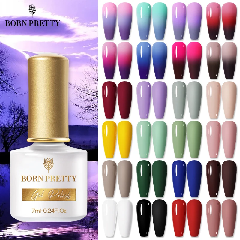 BORN PRETTY 7ml Shiny Glitter Temperature Color Changing Gel Polish Thermal Nail Gel Manicure DIY Soak Off UV Gel Varnishes