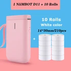 Мини-этикетка Niimbot D11D110, 10 рулонов белого цвета, 14x30 мм, D11, цена на наклейку, портативный термопринтер для этикеток для дома и офиса