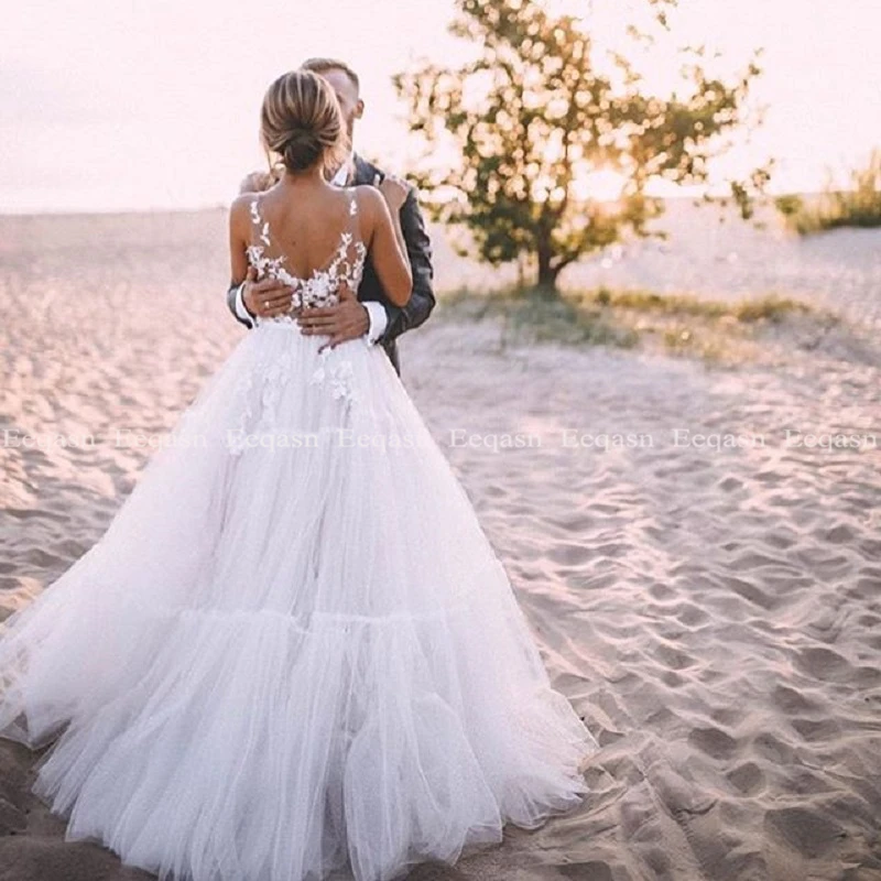 Винтажное кружевное свадебное платье Vestidos de novia 2020 A Line с v-образным вырезом