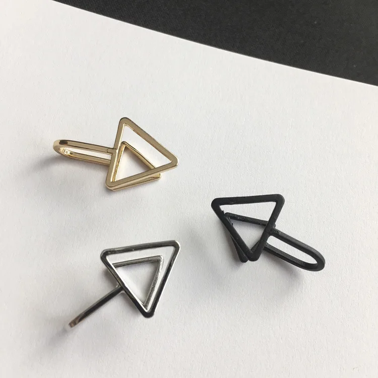 Серьги манжеты для пирсинга треугольный хрящ черный цвет|Серьги-гвоздики| |