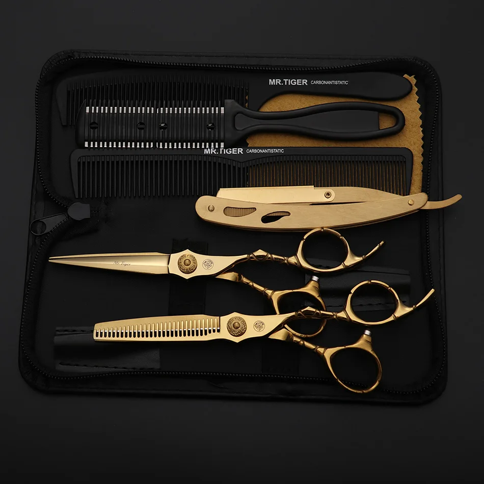 

Sharp Blade Professional Hair Scissors Cut Hair Cutting Salon Scissor Makas Barber Shears Hairdressing Scissors Black With Razor