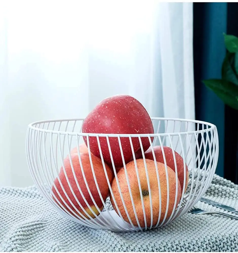 

Metal Storage Bowls Kitchen Fruit Vegetable Storage Bowl Basket Container Kitchen Eggs Baskets Drain Holder Nordic Minimalism