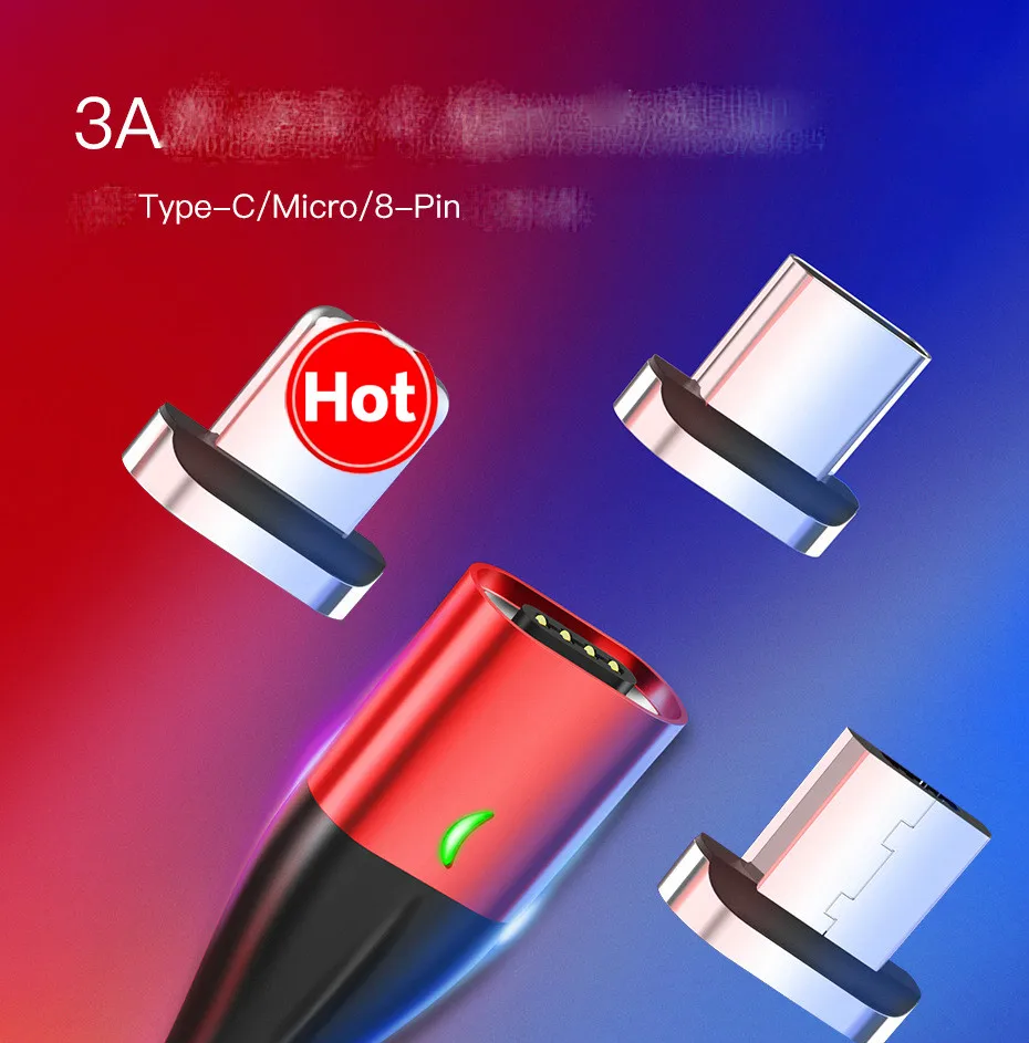 Новый стиль магнитный кабель для передачи данных длиной 2 м 3 в 1 плоская головка