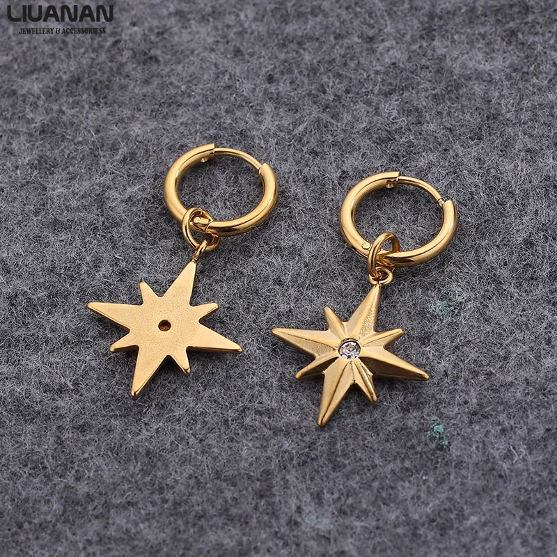 

2pcs/set Star Geometric Women Dangle Earrings Drop Earrings Female Earring Jewelry Gift For Women Girl Stainless Steel