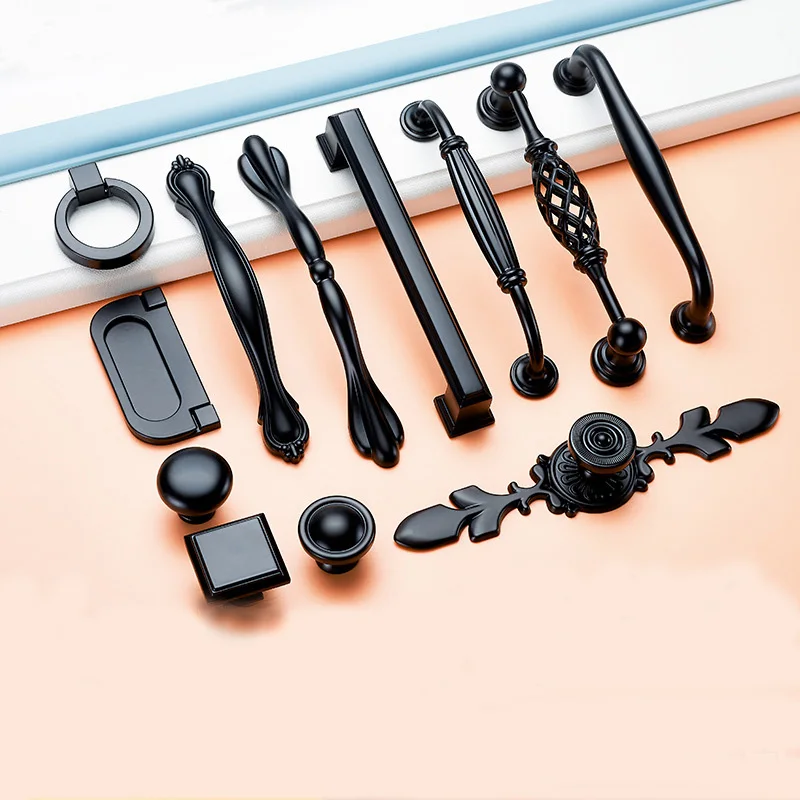 Черная американская ручка из цинкового сплава шкаф Современная дверная