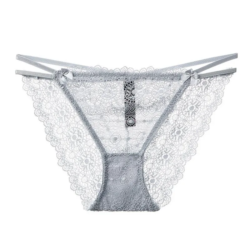 Grey Briefs Сексуальные женские бесшовные трусы с низкой талией, модные женские кружевные прозрачные треугольные трусы большого размера, элегантное нижнее белье, 8 цветов, M-2XL - Цвет: Grey Briefs