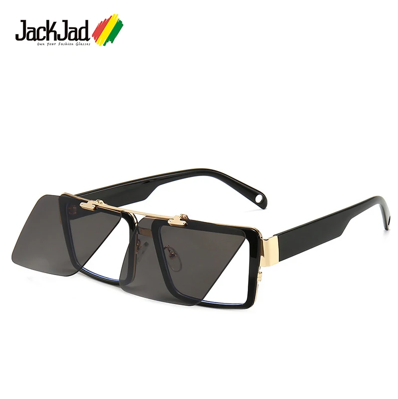 

JackJad 2020 модные квадратные стильные двухслойные солнцезащитные очки Флип-раскладушка ins популярный бренд дизайн солнцезащитные очки Oculos De Sol