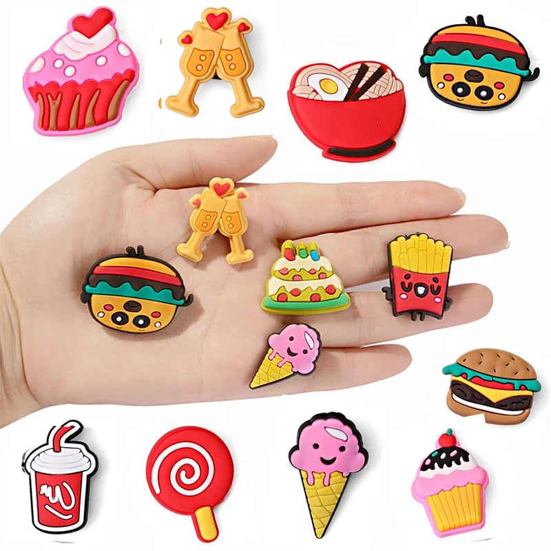 

1pcs PVC Buckles Cherry Ice Cream Birthday Cake Shoe Decorations For Bracelet Kids Gifts For Shoe Charms Accessories
