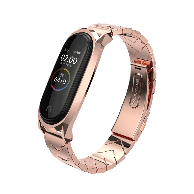Mi band 4 ремешок для Xiaomi mi ремешок 4 ремешок mi и 3 металлический браслет умный ремешок для часов Безвинтовой браслет из нержавеющей стали