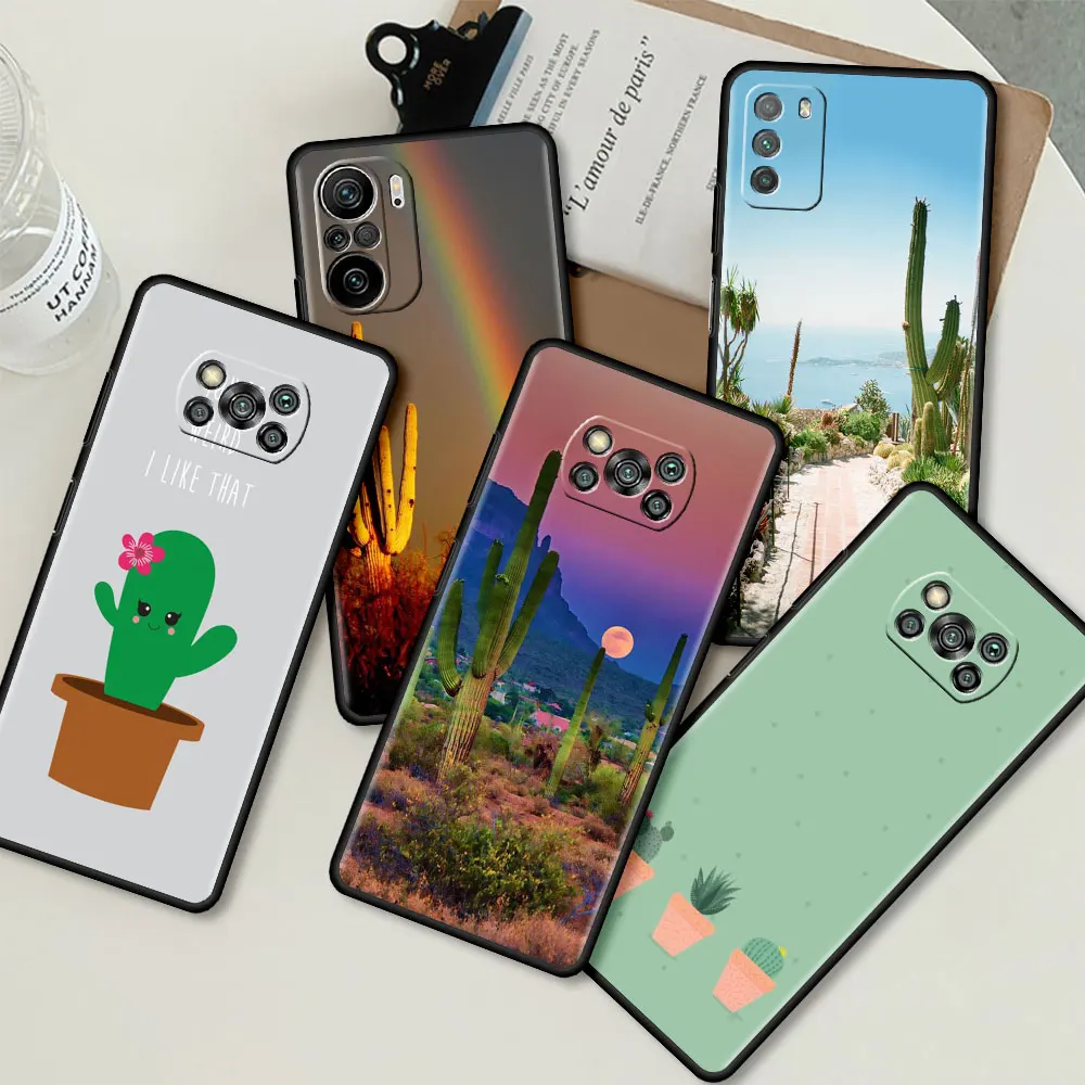 

Fashion Phone Case for Xiaomi Poco X3 NFC M3 Pocophone F1 F3 GT Redmi K40 Pro for Mi 10T Pro Tpu Capa Cactus Vintage