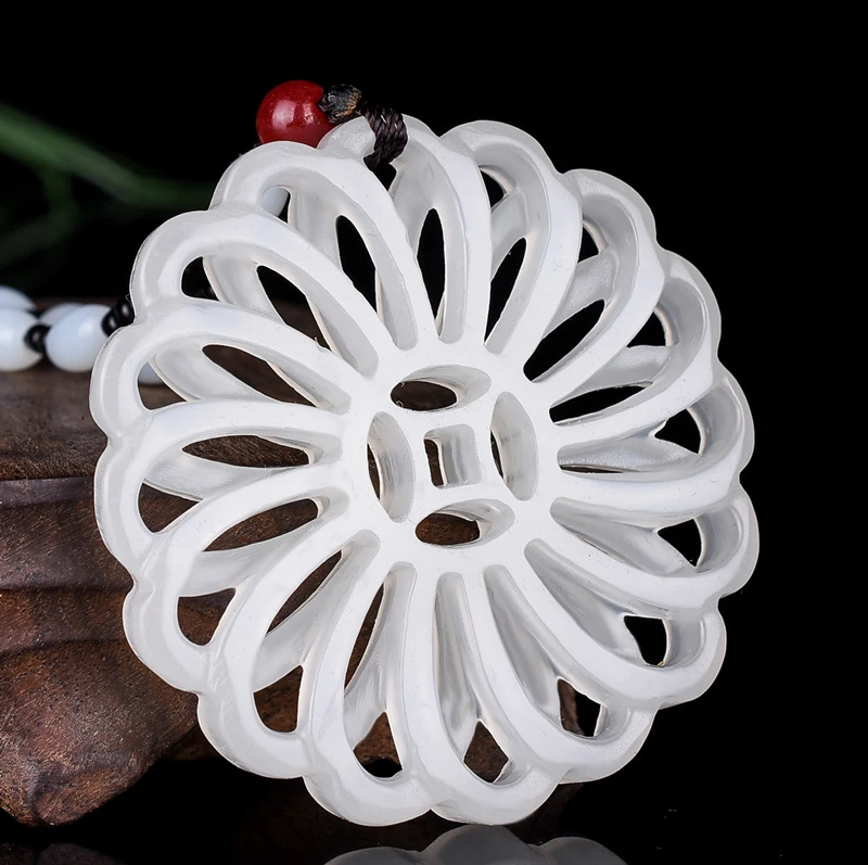 Натуральный зеленый китайский нефритовый геометрический кулон ожерелье