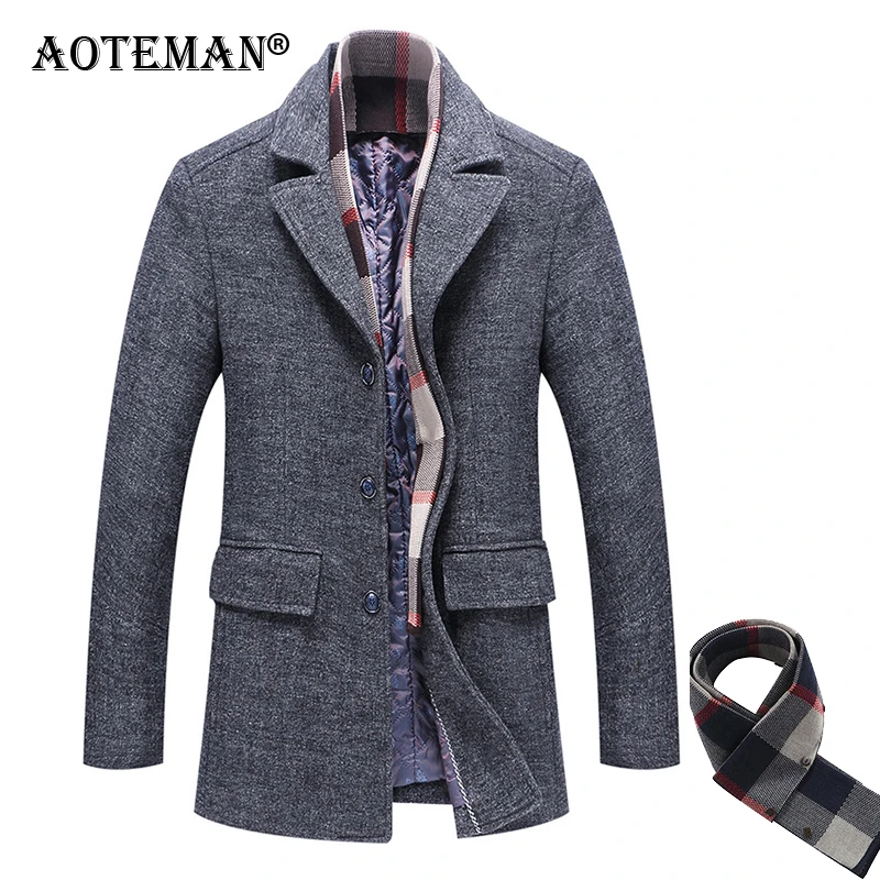 

5XL Men Woolen Blazers Jacket Winter Coats Thick Windbreaker Warm Parkas Fashion Men Clothing Classic Male Overcoat Autumn LM508