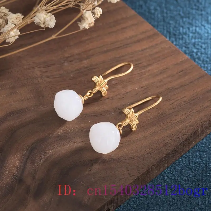 

Женские серьги из серебра 925 пробы с белым нефритом