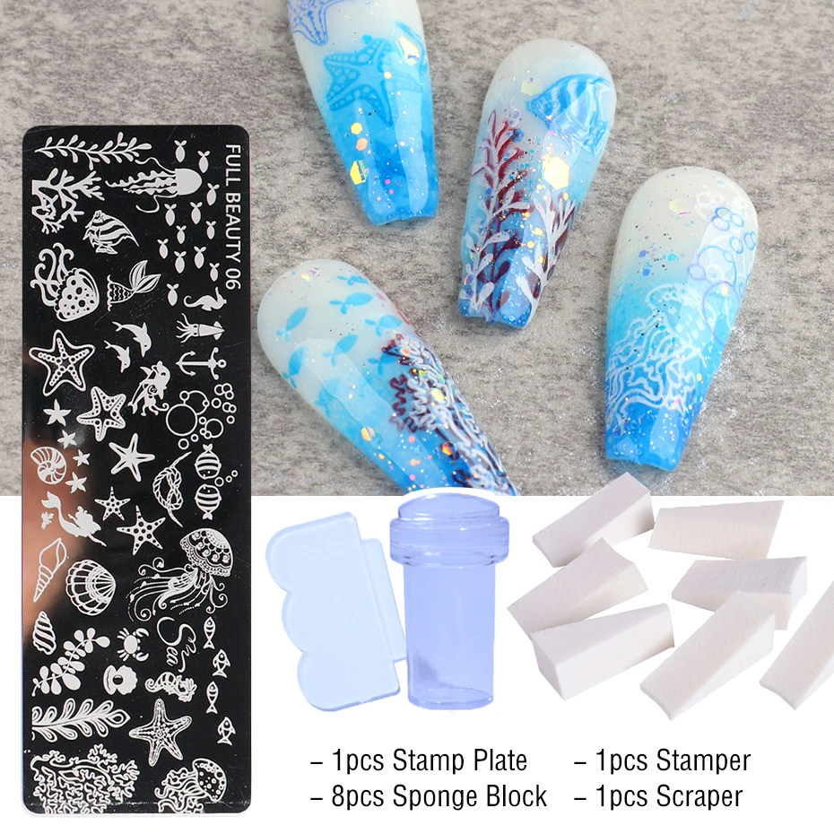 1 Набор пластина для стемпинга нейл-арта набор инструментов ногтей цветок Фрукты