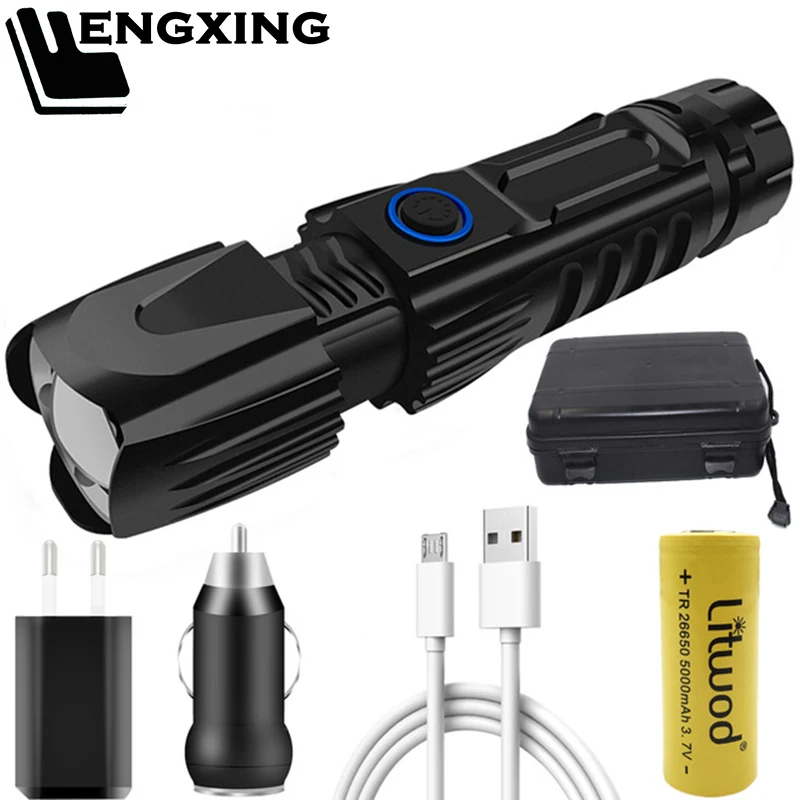 Xhp90 светодиодный вспышка светильник высокий мощный фонарь Перезаряжаемые 26650