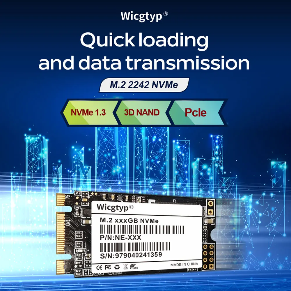 Внутренний твердотельный накопитель Wicgtyp M2 SSD NVMe 1 ТБ 512 ГБ 256 128 M.2 2242 PCIe Gen3 * 2