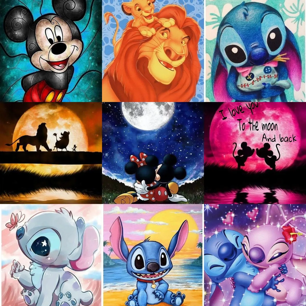 

Disney Cartoon 5D DIY Diamond Painting Lilo Stitch Nani Micky Anime Diamond Mosaic for Children Home Decoration New Year Gift