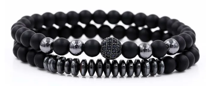 6mm 2PCS/Lot rg424 gold silver Copper cz zircon cubic zirconia elastic adjusted agate Onyx black volcanic lava Bracelet Bangles | Украшения