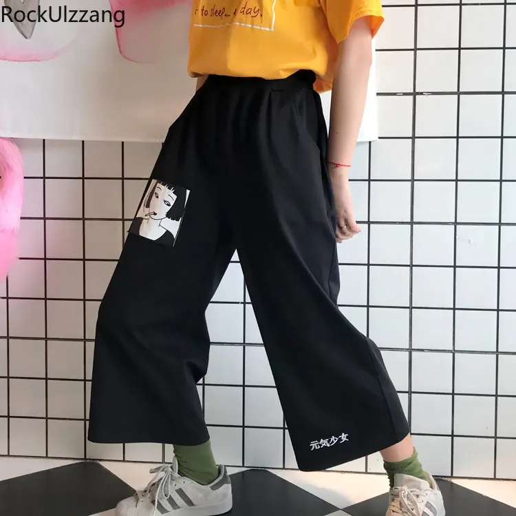 Брюки женские хлопковые в стиле хип хоп готические прямые штаны до щиколотки с