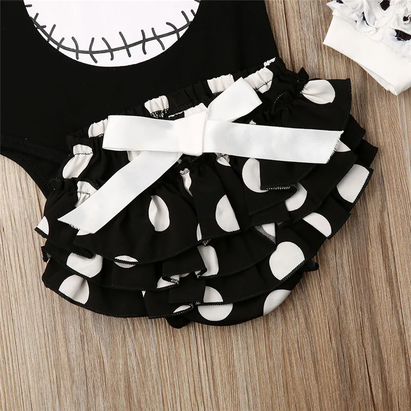 

New Toddler Baby Girl Halloween T-shirt Tops Romper Skirts Sock 3PCS Outfits Set