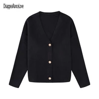 disappearancelove womens cropped cardigan sweaters female black sweater v neck single breasted sweater woman knitted cardigan