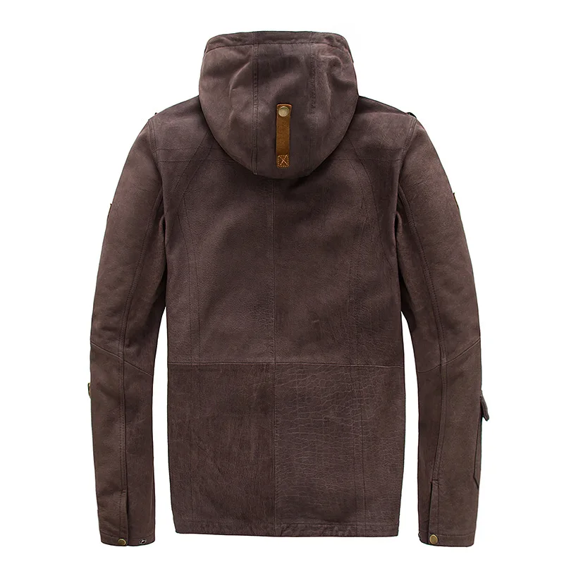 

Mens Long Genuine Leather Clothing Cow Skin Dark Brown Vintage Real Leather Coat On Nice