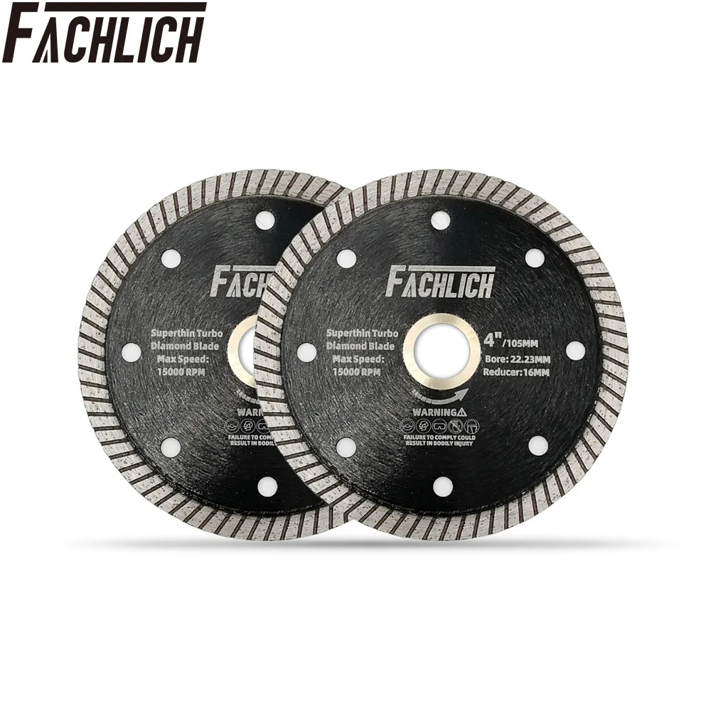

FACHLICH 2pcs Dia 4"/105mm Diamond Superthin Turbo Saw Blade Circular Cutting Wheel for Marble Ceramic Tile Granite Cutter Disc