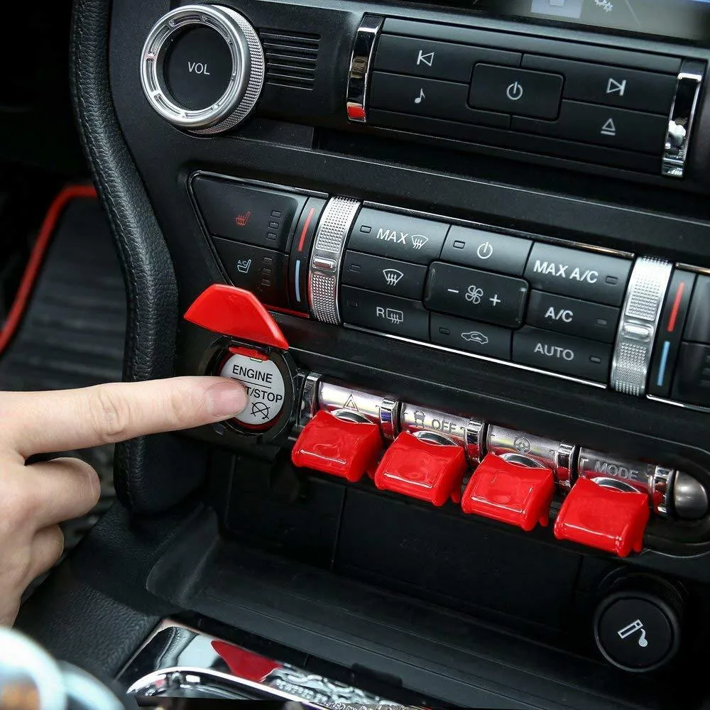 

5 Pcs Button Switch Cover Red Accessories Center Console Dashboard Engine Start/Stop