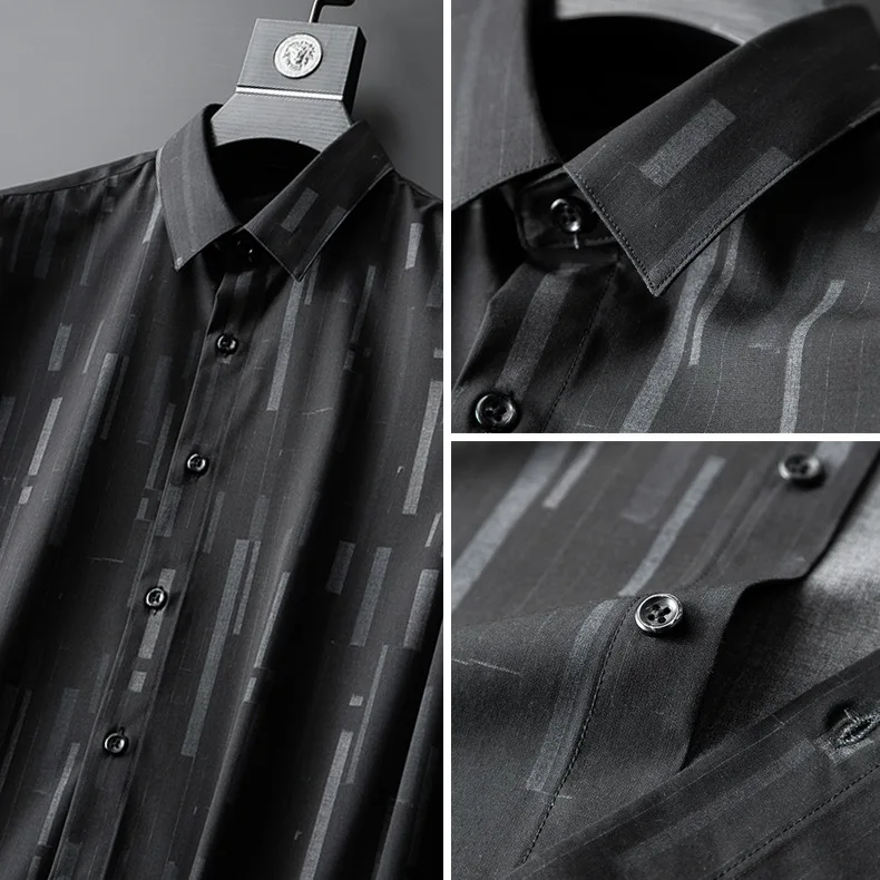 

Striped New Shirts Men Slim Fit Streetwear Camisa Masculina Korea Short Sleeve Casual Shirt Social Party Nightclub Men Clothing